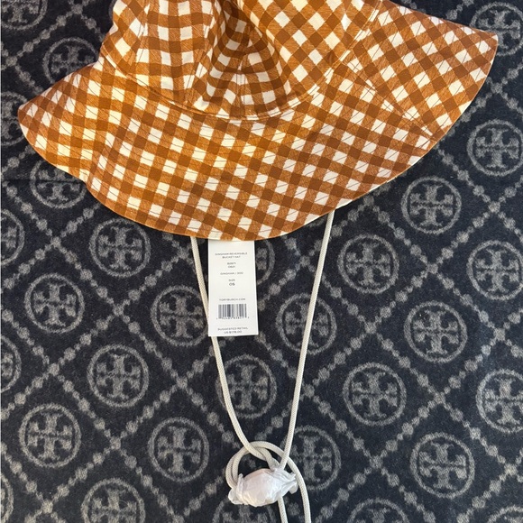 Tory Burch Brown and White Checkered Women\'s Hat